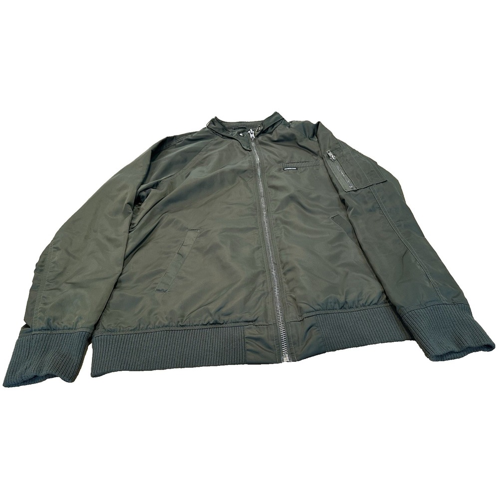 Members Only Iconic Racing Jacket Green Bomber Jacket Full Zip Retro‎ Size L